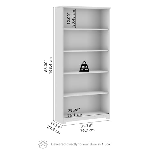 Tall 5 Shelf Bookcase, Large Open Bookshelf, Sturdy Display Cabinet for Living Room or Home Office, Cabot Collection, Espresso Oak