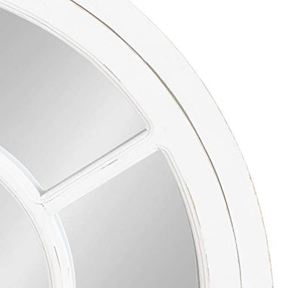 Boldmere Rustic Windowpane Arch Mirror, 28 x 44, Rustic White, Farmhouse Window Mirror for Wall