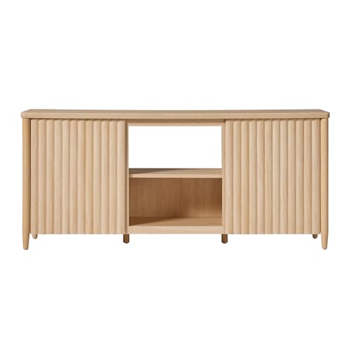 Scandinavian Reeded TV Stand with Storage for up to 70" TV Coastal Oak