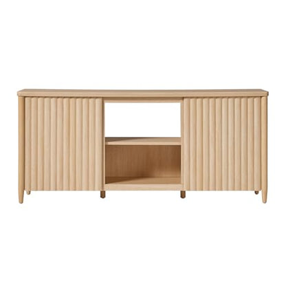 Scandinavian Reeded TV Stand with Storage for up to 70" TV Coastal Oak