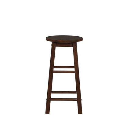Zeke Walnut Solid Wood Backless Round Counter Stool with 24 Inch Seat Height