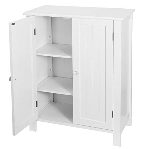 Modern Bathroom Floor Storage Cabinet with Adjustable Shelf and Double Door Rust Proof, Living Room Modern Home Furniture Storage Organizer Cabinet