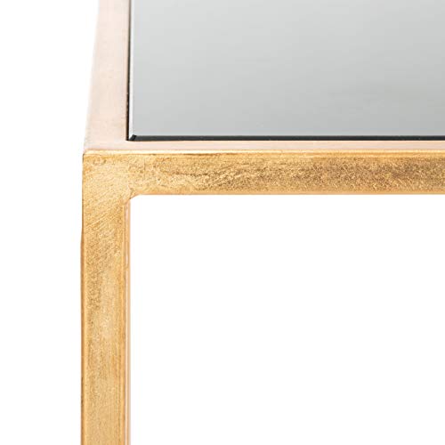 SAFAVIEH Home Collection Kiley Gold Leaf/ Black Glass Mirror Top Square Side End Accent Table
