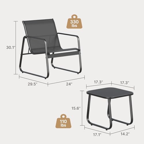 Patio Chair Set of 2, Patio Bistro Set, Outdoor Patio Furniture Set, view 3