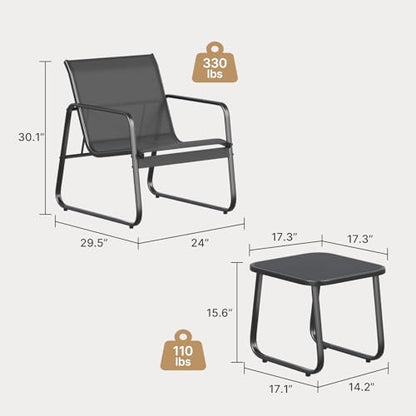 Patio Chair Set of 2, Patio Bistro Set, Outdoor Patio Furniture Set, view 3