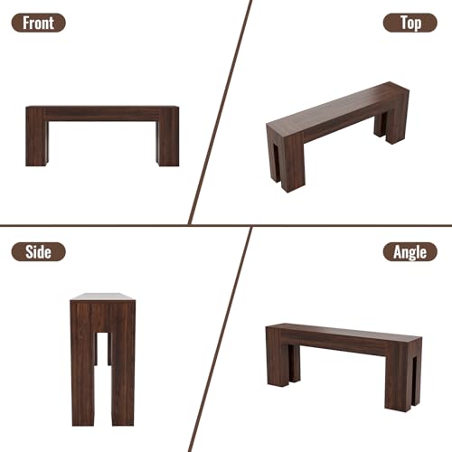 Extra Long Sofa Console Table for Entryway Living Room, 79-Inch Farmhouse Wood Behind Couch Table, Rectangular Accent Console with Wooden Double Base for Hallway Foyer Entrance, Walnut Brown