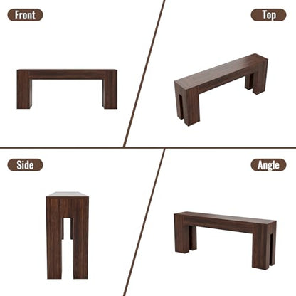 Extra Long Sofa Console Table for Entryway Living Room, 79-Inch Farmhouse Wood Behind Couch Table, Rectangular Accent Console with Wooden Double Base for Hallway Foyer Entrance, Walnut Brown