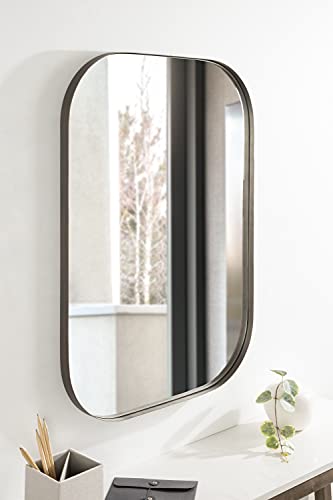 Rollo Midcentury Rounded Rectangle Mirror; 20 x 30; Bronze; Modern Metal Framed Mirror