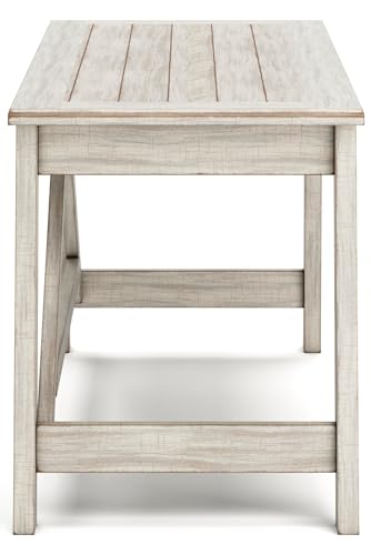 Signature Design by Ashley Carynhurst Farmhouse Large Leg Home Office Desk, 2 Storage Drawers, Vintage Bronze Hardware, Wood, 60.25" Wide, Antique White