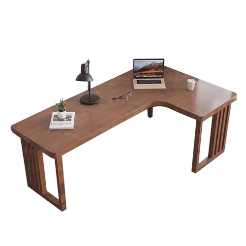 Solid wood corner desk, l-shaped computer desk, home office desk, view 2