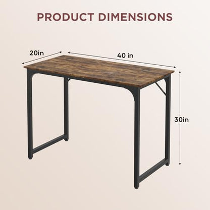 PayLessHere | 39 Inch Computer Desk | Brown | Sturdy Office Desk, view 4