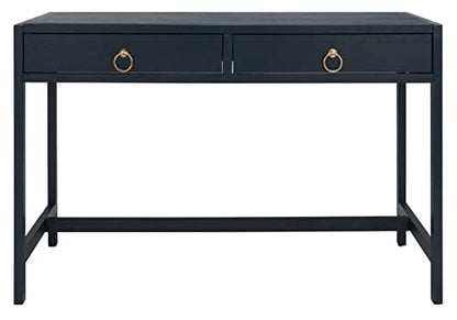 Solid Wood Navy Desk with Glam Gold Hardware, view 2