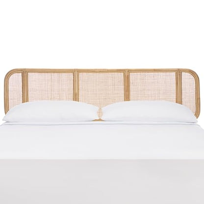 SAFAVIEH Furniture - Takuma King Headboard - Natural - Rattan & Solid Wood - Handwoven Cane Design for Bedroom & Guest Room, 79.1" W x 5.9" D x 53.2" H (HBD8008A-K)