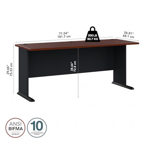 Bush Business Furniture Series A 72W Desk in Hansen Cherry and Galaxy, Large Workstation for Home or Professional Workspace, Desktop Solution for Office Use