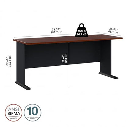 Bush Business Furniture Series A 72W Desk in Hansen Cherry and Galaxy, Large Workstation for Home or Professional Workspace, Desktop Solution for Office Use