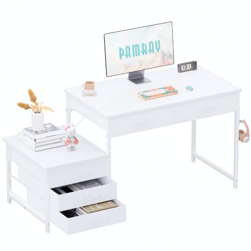 47 inch Small Computer Desk with 5 Drawers for Study Writing, view 3
