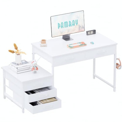 47 inch Small Computer Desk with 5 Drawers for Study Writing, view 3