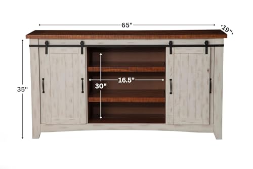 Martin Svensson Home Rustic 65" Wood Entertainment Center, White and Honey, view 4