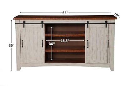 Martin Svensson Home Rustic 65" Wood Entertainment Center, White and Honey, view 4