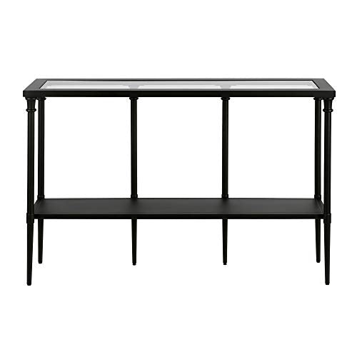 Dafna 45'' Wide Rectangular Console Table in Blackened Bronze | Two-tier design with glass top adds stylish storage and display space to entryways, hallways, living rooms, or behind sofas