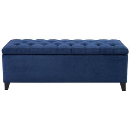 Contemporary Style Shandra Storage Ottoman Tufted Design with Top Upholstered Bench Foot Rest for Bedroom and Living Room Decor, Medium, Navy