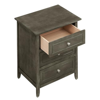 Modern Nightstand with Drawers - Bedroom Side Table with Storage - Home Furniture