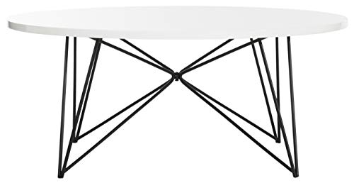 Safavieh Home Collection Maris Modern White Lacquer Round Hairpin Leg Coffee Table