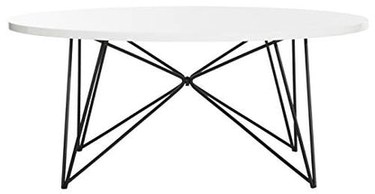 Safavieh Home Collection Maris Modern White Lacquer Round Hairpin Leg Coffee Table