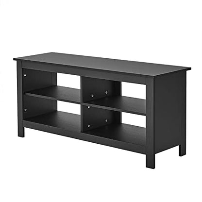 Modern TV Stand with 4 Open Shelves 55inch Entertainment Center for TVs up to 65inch Medial TV Console Table Cabinet for Living Room (Black)