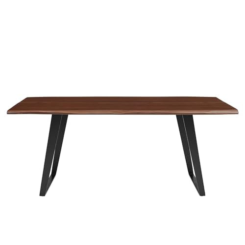 Viggo Dining Table 74 Inch Live Edge Acacia Wood Black Walnut Finish Modern Kitchen Room Entertaining Home Furniture Quality Stylish Elegant Durable Refined Versatile
