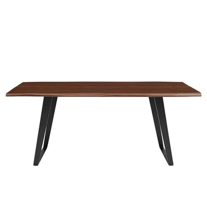 Viggo Dining Table 74 Inch Live Edge Acacia Wood Black Walnut Finish Modern Kitchen Room Entertaining Home Furniture Quality Stylish Elegant Durable Refined Versatile