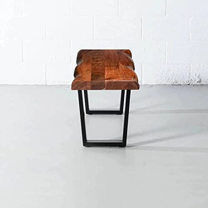 Personalized Large Live Edge Stool, Wooden Live Edge Bench, Bedroom Bench, Modern, Live Edge Bench, Wood Bench, with 16.5" U Shaped Legs (16.5" Inches Tall, 24 x 13inches)