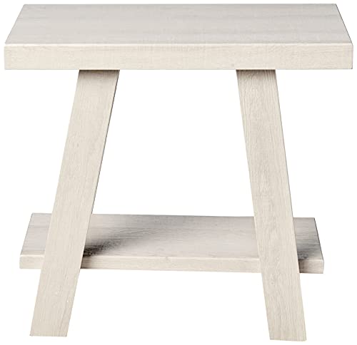 Athens Contemporary Wood Shelf Side Table, White