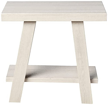 Athens Contemporary Wood Shelf Side Table, White