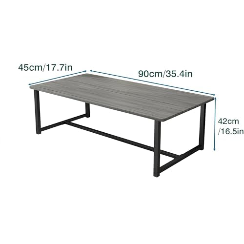 Farmhouse Coffee Table Rectangular Center Table for Living Room Table Wooden Tabletop with Metal Frame,Mid Century Modern Design,Easy Assembly,Wood Coffee Table,Grey
