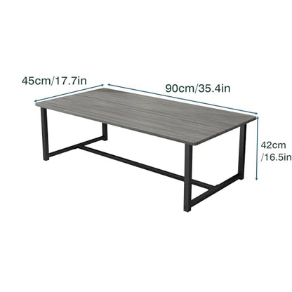 Farmhouse Coffee Table Rectangular Center Table for Living Room Table Wooden Tabletop with Metal Frame,Mid Century Modern Design,Easy Assembly,Wood Coffee Table,Grey