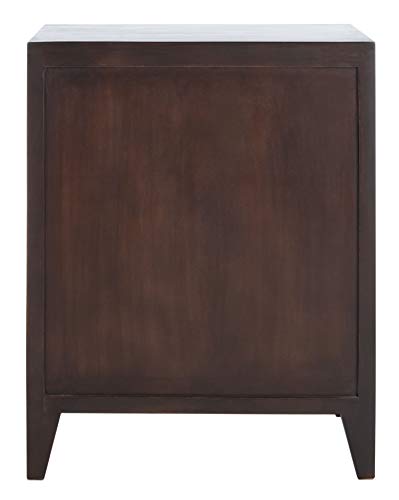 SAFAVIEH Furniture - Thea 1-Door Carved Nightstand - Brown - Mango Wood - Artisan Global Design - Ideal for Bedroom, 20"W x 14"D x 26"H - Fully Assembled (NST5300A)