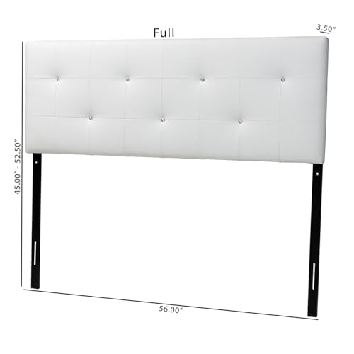 Dalini Modern and Contemporary Full White Faux Leather Headboard with Faux Crystal Buttons