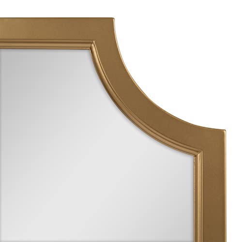 Hogan Wood Framed Wall Accent Mirror with Scalloped Corners, 24x36 Inches, Gold
