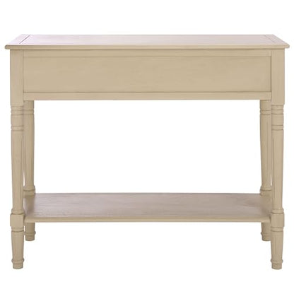 SAFAVIEH Furniture - Samantha 2-Drawer Console Table - Sand - Solid Wood - Classic Storage Design - Ideal for Entryway, Living Room, Hallway, 35.8" W x 13.8" D x 29.5" H (AMH5710J)