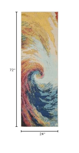 Home Celestial Wave 2' x 6' Area Rug - Easy Clean, Non Shedding, Bed Room, Living Room, Dining Room, Kitchen (6' Runner)