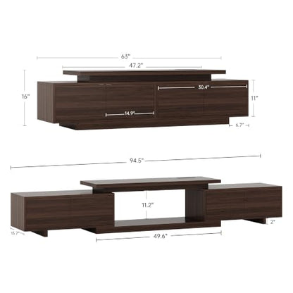 Extendable TV Stand for 65-90 Inch TVs, Adjustable Length 63-94.5", view 3