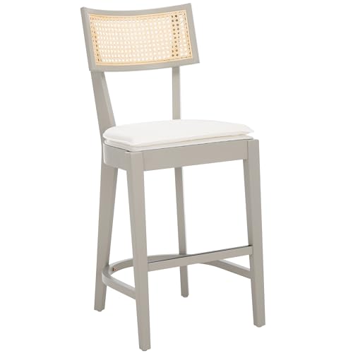 SAFAVIEH Home Collection Galway Grey/Natural 27-inch Seat Height Counter Stool for Kitchen Island Breakfast Nook