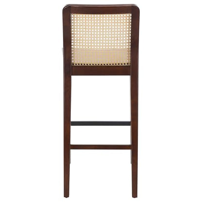 SAFAVIEH Home Collection Benicio Dark Brown/Natural Rattan 29-inch Seat Height Bar Stool Set of 2