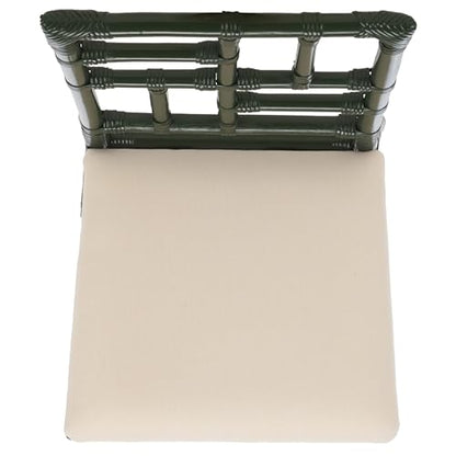SAFAVIEH Furniture - Christine Set of 2 Dining Chairs - White & Forest Green - Upholstered Rattan Seating - Fully Assembled - Ideal for Dining Room, Kitchen, 17.3" Seat Height (ACH6507E-SET2)