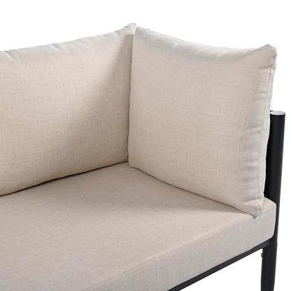 SAFAVIEH Outdoor Patio Furniture Collection - Harrison 3-Piece Corner Sofa Set with Table, Black & Taupe, Modern Sectional Design (PAT7744A)