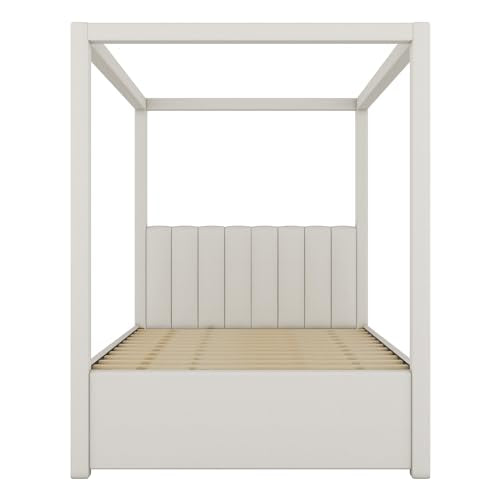 Full Size Upholstery Canopy Bed Frame with Trundle & 3 Drawers, view 5