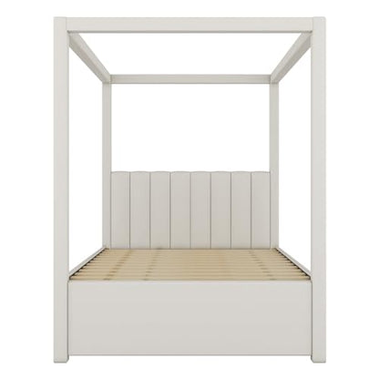 Full Size Upholstery Canopy Bed Frame with Trundle & 3 Drawers, view 5