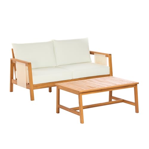 Crew Acacia Wood Outdoor Loveseat and Coffee Table Set, view 5