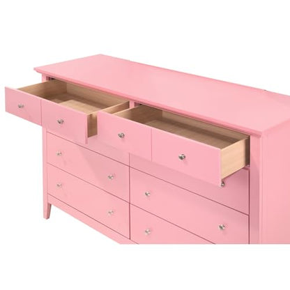 Furniture 10 Drawer Pink Dresser - Bedroom Storage - 39" x 18" x 58"